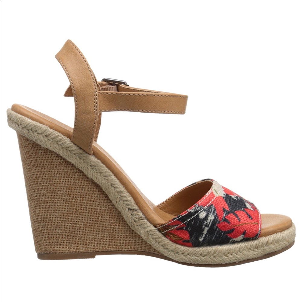 NIB Floral Print Espadrille Platform Wedge Sandal - Picture 5 of 5
